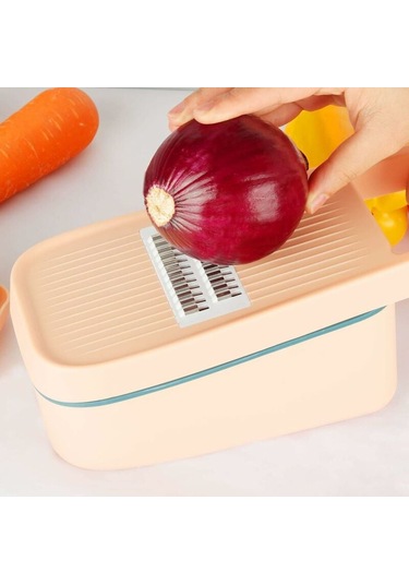 Çok Amaçlı Sebze Doğrayıcı - 4 Bıçak - Ergonomik Ve Güvenli Sap - Geniş Depolama Kapasitesi - Gıda Sınıfı Plastik Malzeme - Paslanmaz Çelik Diğer