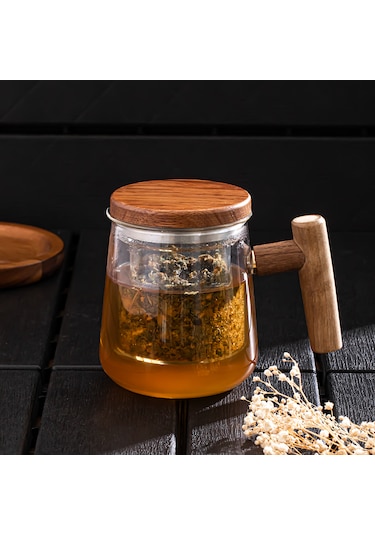 Perotti 17564 Herby Borosilikat Cam Bitki Çayı Demliği 500ml Şeffaf