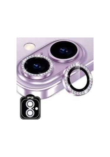 Apple Uyumlu iPhone  13 / 13 Mini Taşlı Kamera Lens Koruyucu Mor