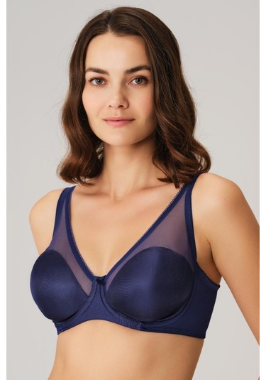 Balenli Desteksiz Dolgusuz Toparlayıcı Günlük Klasik Küçültücü Sütyen Lacivert