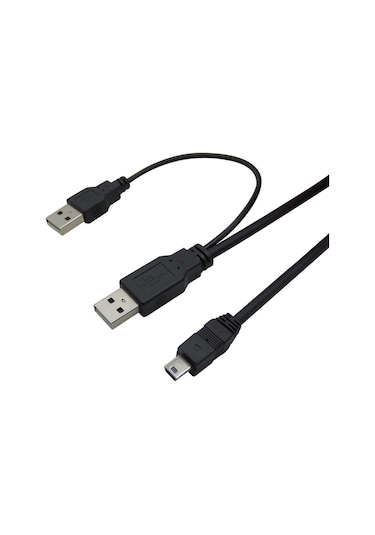 USB Y 3 Giriş Mini USB B 5 Pin HDD Harddisk Data & Power Kablosu