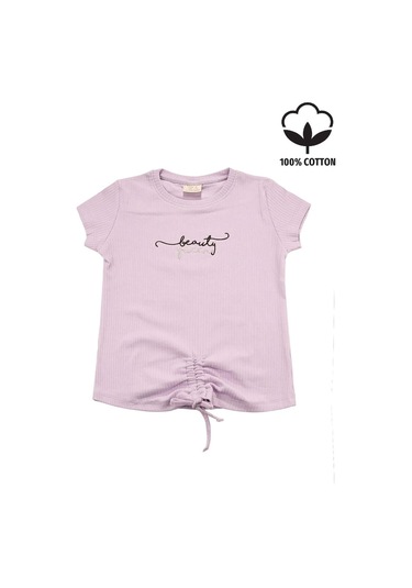 Nakışlı Fitilli Beauty Queen Tshirt Lila 001