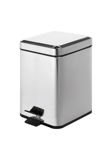 Çöp Kovası, Pedallı, Kare, 3lt - Krom Krom