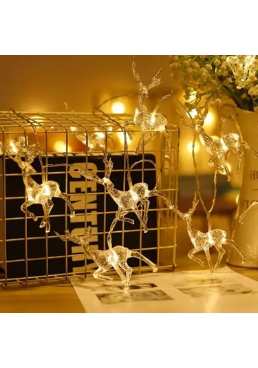 2m 10'lu Geyikli İp Led Işık Gün Işığı