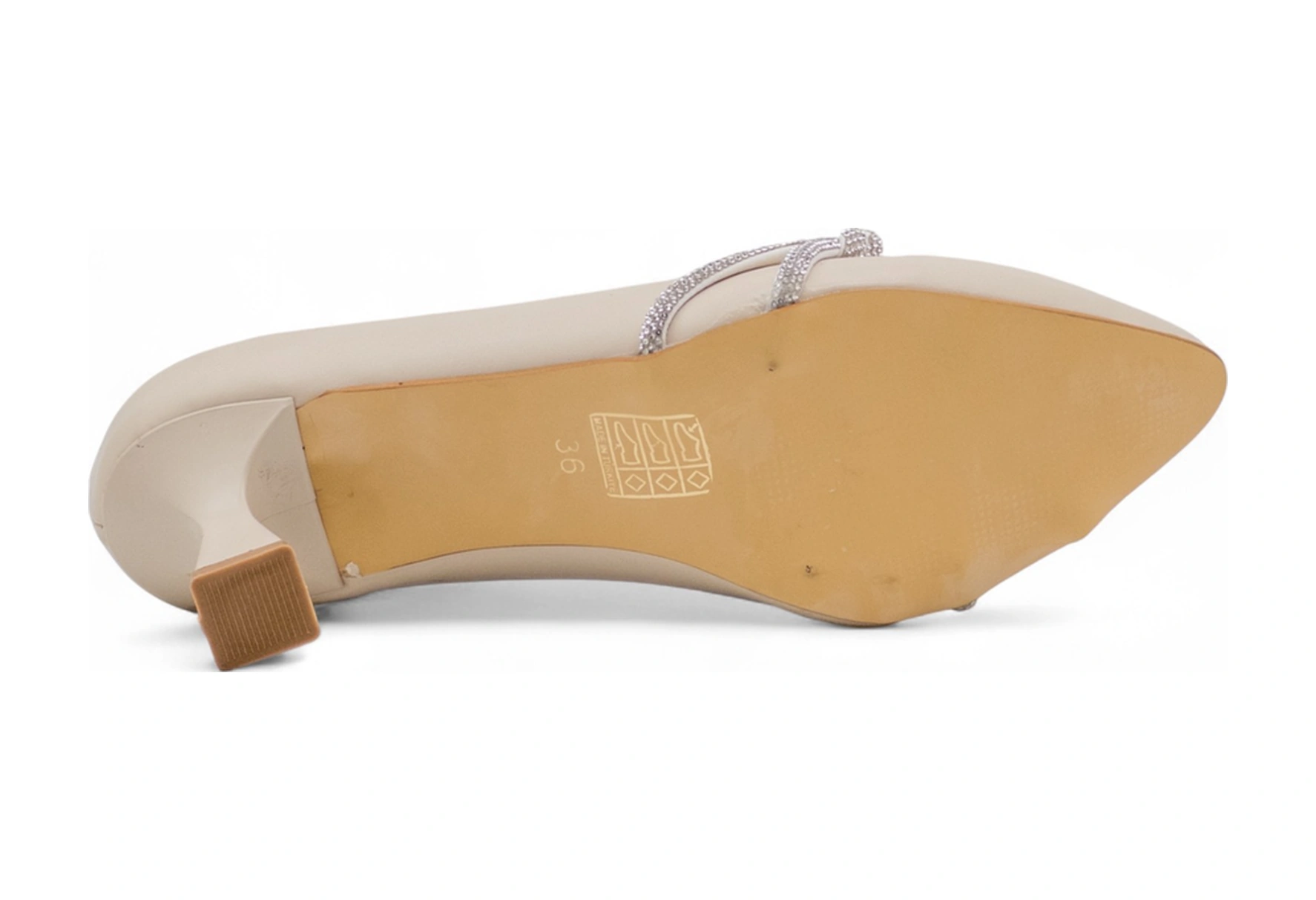 Bilener 0803 Taşlı Kadın Stiletto Krem