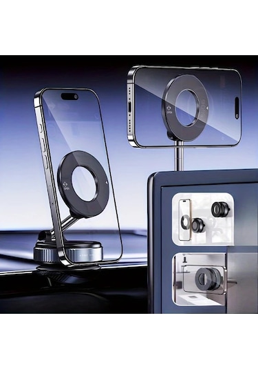 Gateesat Siyah 360 Derece Dönebilen Manyetik Katlanabilir Uzatılabilir Evde Arabada Duşta Telefon Tutucu