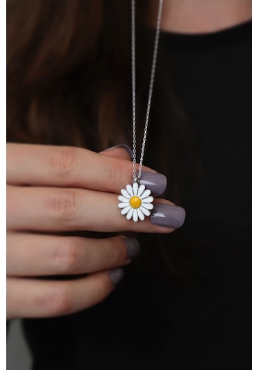 Papatya Tasarım Mineli 925 Ayar Gümüş Kadın Set