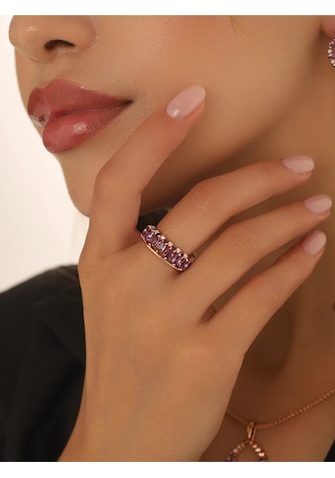 Serebranyj Dom 925 Ayar Gümüş Doğal Ametist Yüzük 173264017 Altın