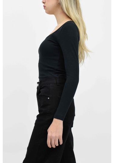 Baskılı Uzun Kollu Tişört - Siyah SIYAH