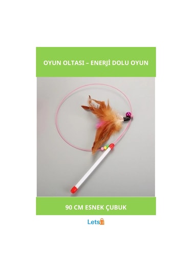 90 Cm Esnek Kedi Oyun Oltası Renkli Ve Eğlenceli