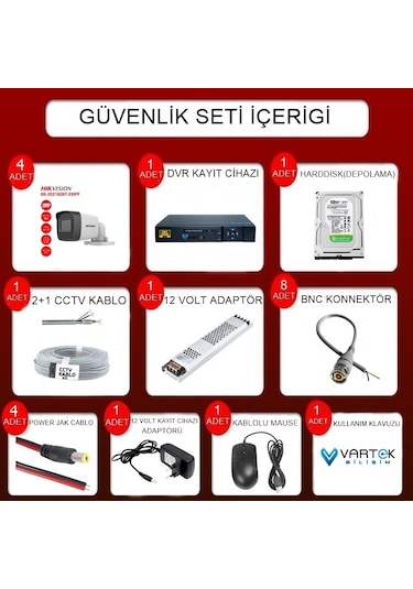 Hikvision 4 Kameralı Güvenlik Kamerası Seti 320 Gb Hdd Dvr