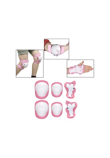 Suntek Çocuklar Kaykay Bisiklet Koruyucu Dişli Kıyafet Diz Pembe