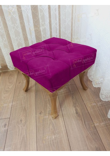 Kapitoneli Makyaj Pufu Ayak Ucu Puf Gold Ayak 45 45 Mor