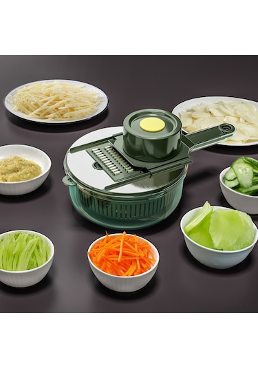 Hombey Evlerde Patates Havuclarını, Havuçları, Salatalıkları Dilimleyen Çok Fonksiyonlu Çelik Gri Mutfak Aleti - Dilimleyici, Parçalayıcı, Kesici Gri