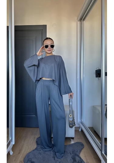 Keymoda Kadın Panço Takım Antrasit Antrasit