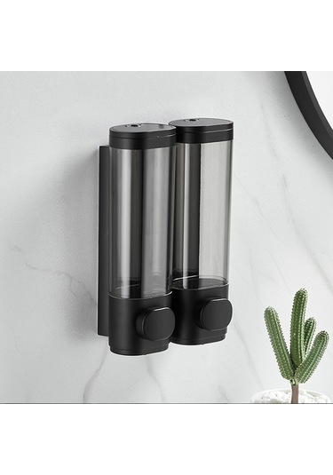Lemestar Duvar Tipi Siyah 2'li 300ml/600ml Sabit Kilitli El Sabunu Dağıtıcı - Transparan Kase, Drip Önleyici, Duş Jeli Şampuan Uyumlu, Montaj Aksesuarları İçerir Diğer