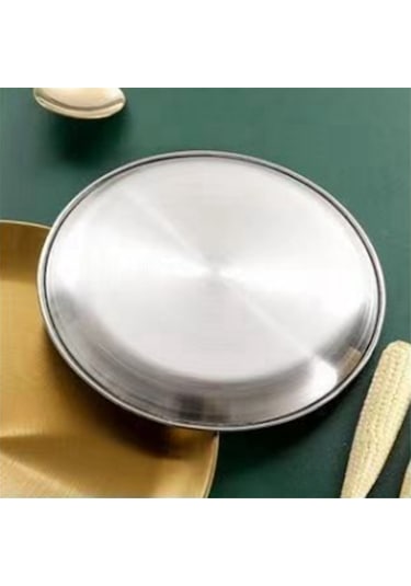 17cm Paslanmaz Çelik Kemik Tükürme Kabı Gümüş Sığ Tepsi Gümüş