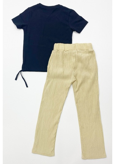 Kız Çocuk Yazlık İkili Takım Çiçek Baskılı E35 Siyah