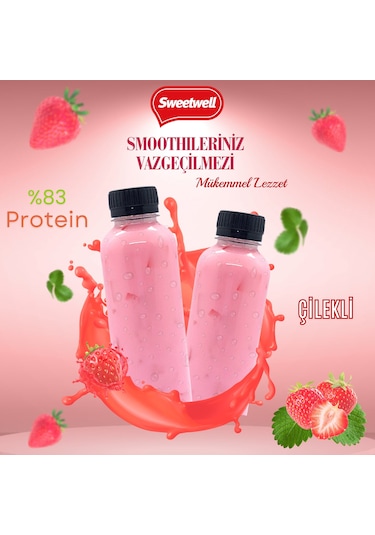 Sweetwell Çilek Aromalı Vegan Bezelye Proteini Tozu 3 x 400 G