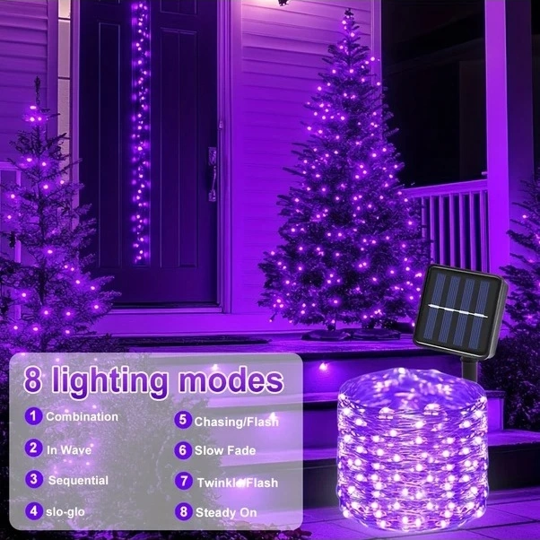 Trendooze Parlak Gülüş Güneş Lambası 8 Mod 100 Led Güneş Enerjili Sarkıt Lamba