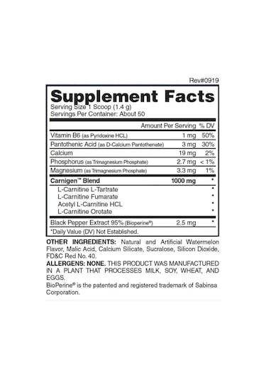 Evogen Carnigen L Carnitine Powder 50 Servis