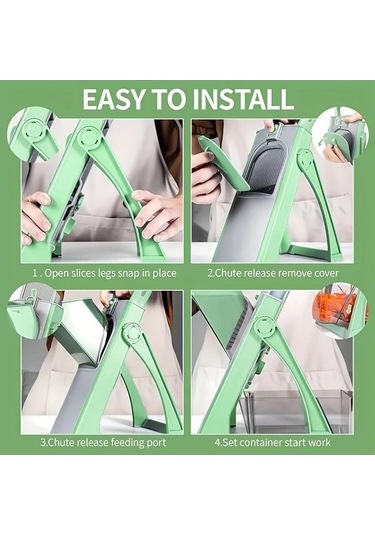 Trendooze Gaojunshop01 Senbowe Yeşil Sebze Doğrayıcı, 3-16mm Kalınlık Ayarı Yeşil