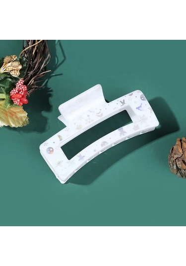 Muweordy Noel Saç Pençesi 8,5 Cm Kare Baskılı Kırmızı Yeşil Noel Yengeç Saç Tokası Kadınlar İçin Trend Pençe Tokaları Saç Aksesuarları Çok  Renkli