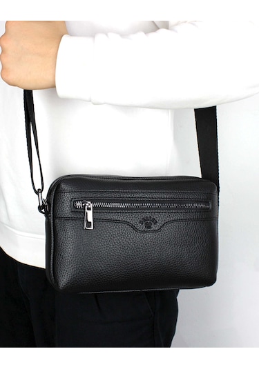 Erkek Siyah Ayarlanabilir Omuz Askılı Çapraz Omuz Çantası Siyah