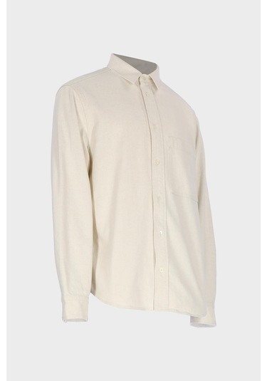 Ekru Regular Fit Patı Düğmeli Jean Gömlek C 4553-107 Ekru