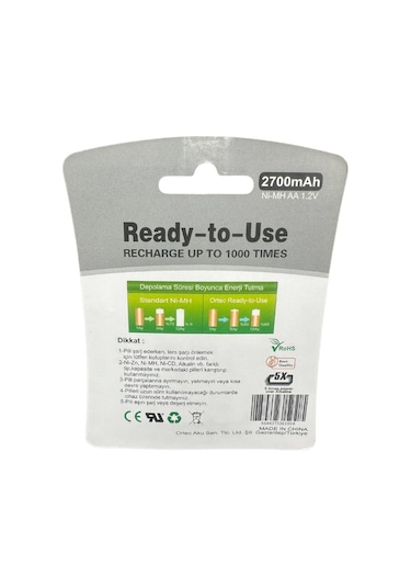 Ortec 1.2v 2700mah Ni-mh Aa Şarj Edilebilir Kalem Pil