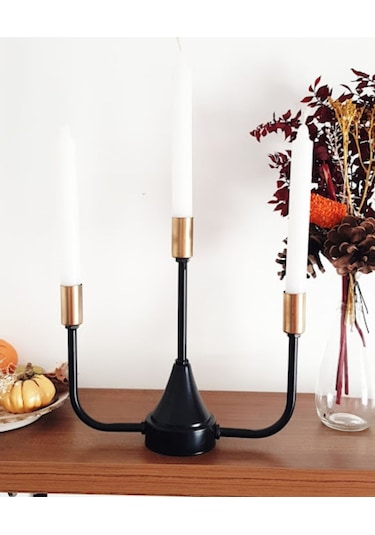 Üçlü Metal Şamdan Mumluk Eskitme