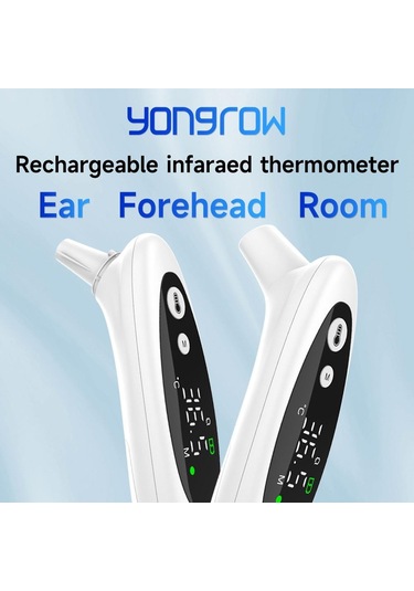 Yongrow Şarj Edilebilir Kulak Ve Alın Termometresi 3 Modlu Dijital Kızılötesi Termometre Yetişkin, Çocuk, Bebek İçin