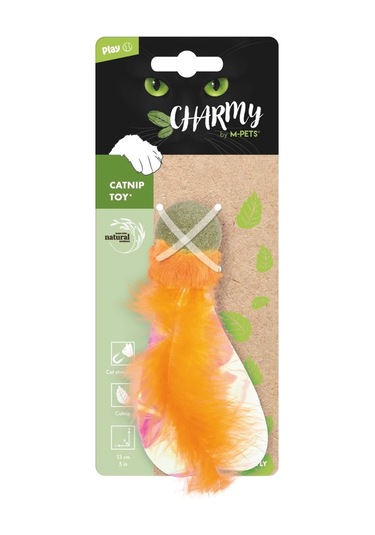 M-pets Charmy Firefly Catnipli Tüylü Top Kedi Oyuncağı 13 Cm Turuncu