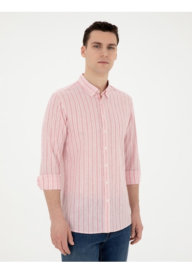 Pierre Cardin Erkek Mercan Gömlek Desenli 50284400-vr186 Mercan