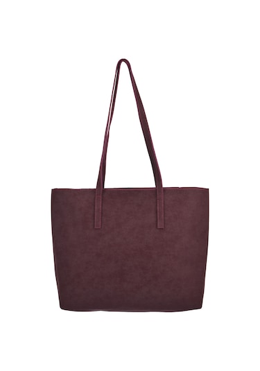 Kadın Büyük Boy Süet El Ve Omuz Çantası - Bordo Bordo