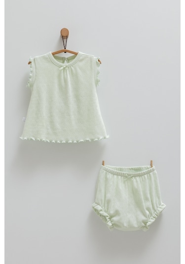 Kıpırık Baby Kız Bebek 2'li Takım Yeşil Kısa Şortlu-1287 Yesil