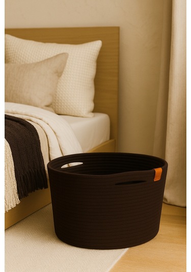 Camatschua Dekoratif Hasır 40 30 Cm Halat Sepet Çok Amaçlı Saklama & Düzenleme Sepeti Kahverengi