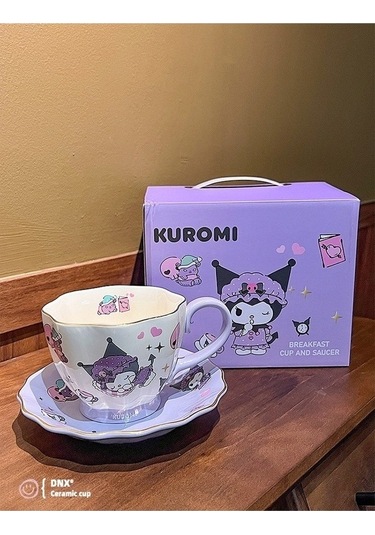 Sevimli Mor Seramik Kupa, Kahve & Hediye Fincanı, Ev Bardağı, Mor Tasarım Mor Mor