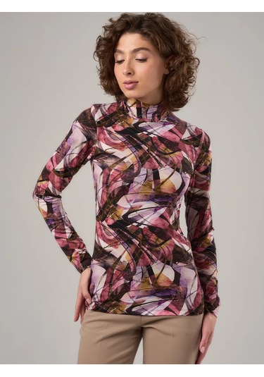 Sherbi Ana Akdeniz Yüksek Yakalı Basic Büyük Beden Uzun Kollu 288729826 Pembe