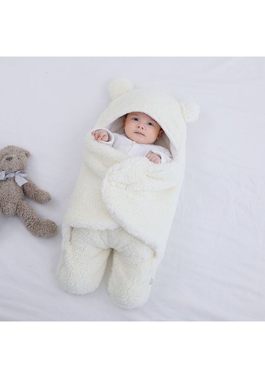 Eternal Luck Sonbahar ve Kış İçin Yenidoğan Kalınlaştırılmış Battaniye - Beyaz