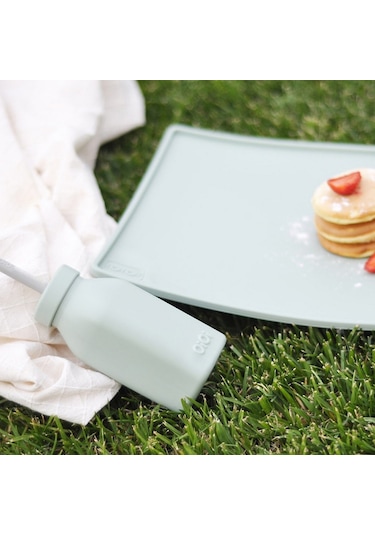 Oioi Silikon Şişe ve Pipet 6+ Ay 200 ML River Green - Powder Grey Gri