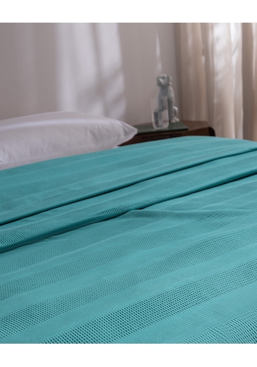 Madame Coco Mathilda Tek Kişilik Pamuklu Ecocell Düz Pike - Turkuaz 8684427307830 Çok Renkli