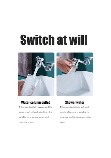 Qianfan 1080 Döner Lavabo Musluk Uzatıcı, Musluk Gümüş