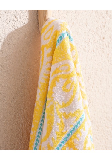 Madame Coco Herbert %100 Pamuk Plaj Havlusu - Turkuaz - 70x150 Cm Hvlu0000000226 Sarı