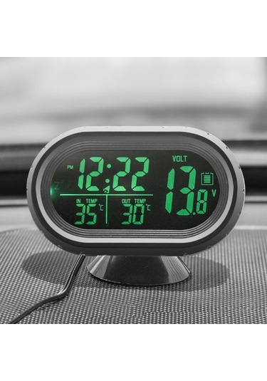 Novahub Arac İçin 3'lü Lcd Ekran: Saat, Termometre, Voltmetre - 12v/24v, Alarmlı - Dış Sıcaklık Ölçer 112 Karakter