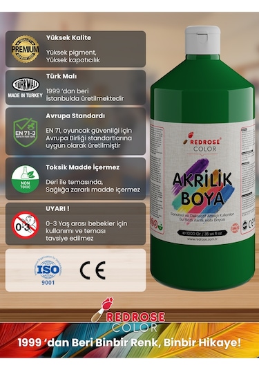 Red Rose Ara Renkler Akrilik Boya 6'lı Set 6 x 1 KG