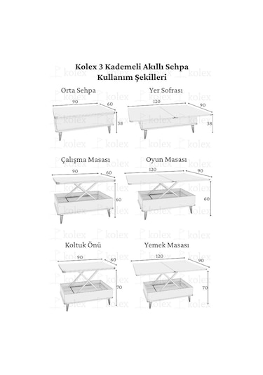 Rosa Desenli Akıllı Sehpa Çekmeceli, Sihirli Sehpa