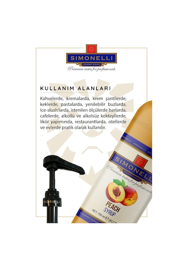Simoenlli Kahve Şurubu Şeftali 700 ML + Pompa Simonelli