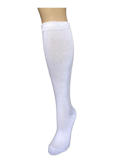 Desıgn Pamuklu Çocuk Dizaltı Okul Çorabı Beyaz