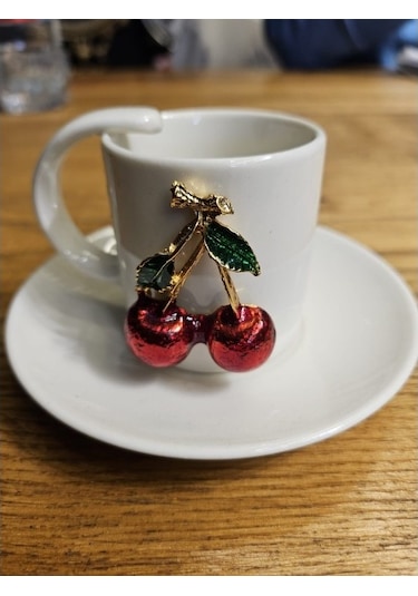 Kirazlı Kahve Fincanı Ve Kadeh Set